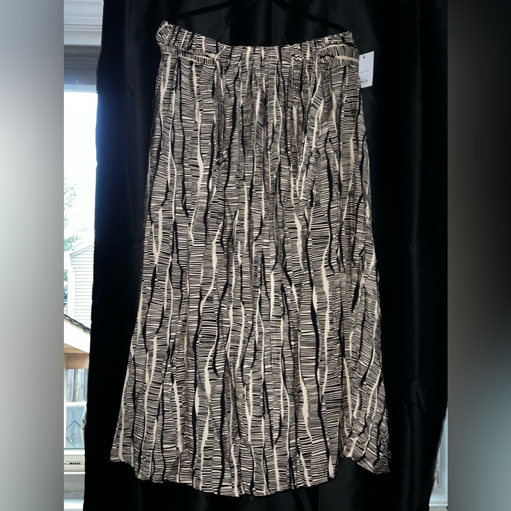 Nine West Black and White Pleated Midi Skirt